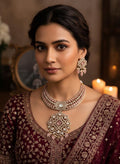 Kundan Polki Necklace Set with Earrings | Blush Pink Statement Indian Jewelry | Wedding & Festive Wear