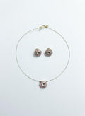 Floating Hexagon Necklace Set | Handmade Pendant & Stud Earrings