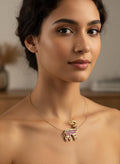 Ruby Kundan Deer Pendant Necklace | Invisible Wire, Indian Jewelry