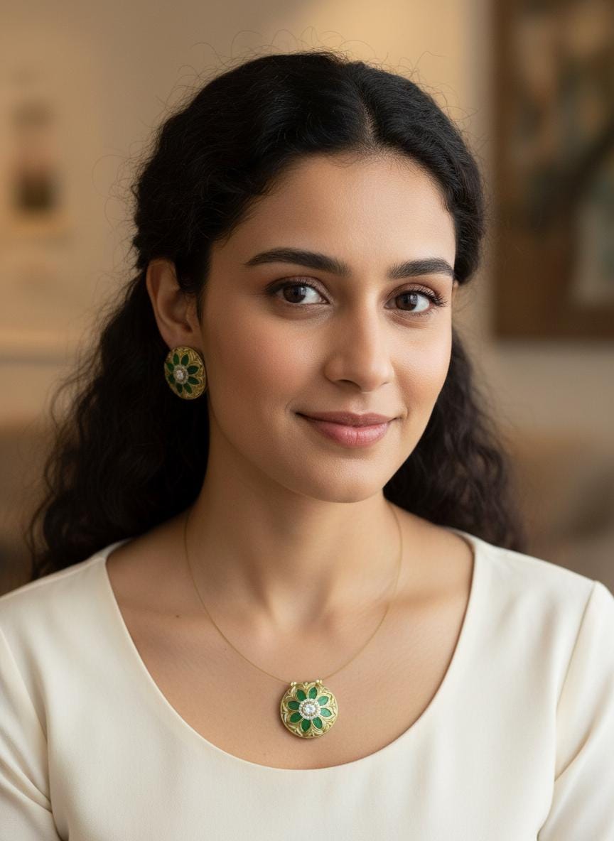 Floral Necklace and Stud Earrings Set | Minimalist Indian Jewelry