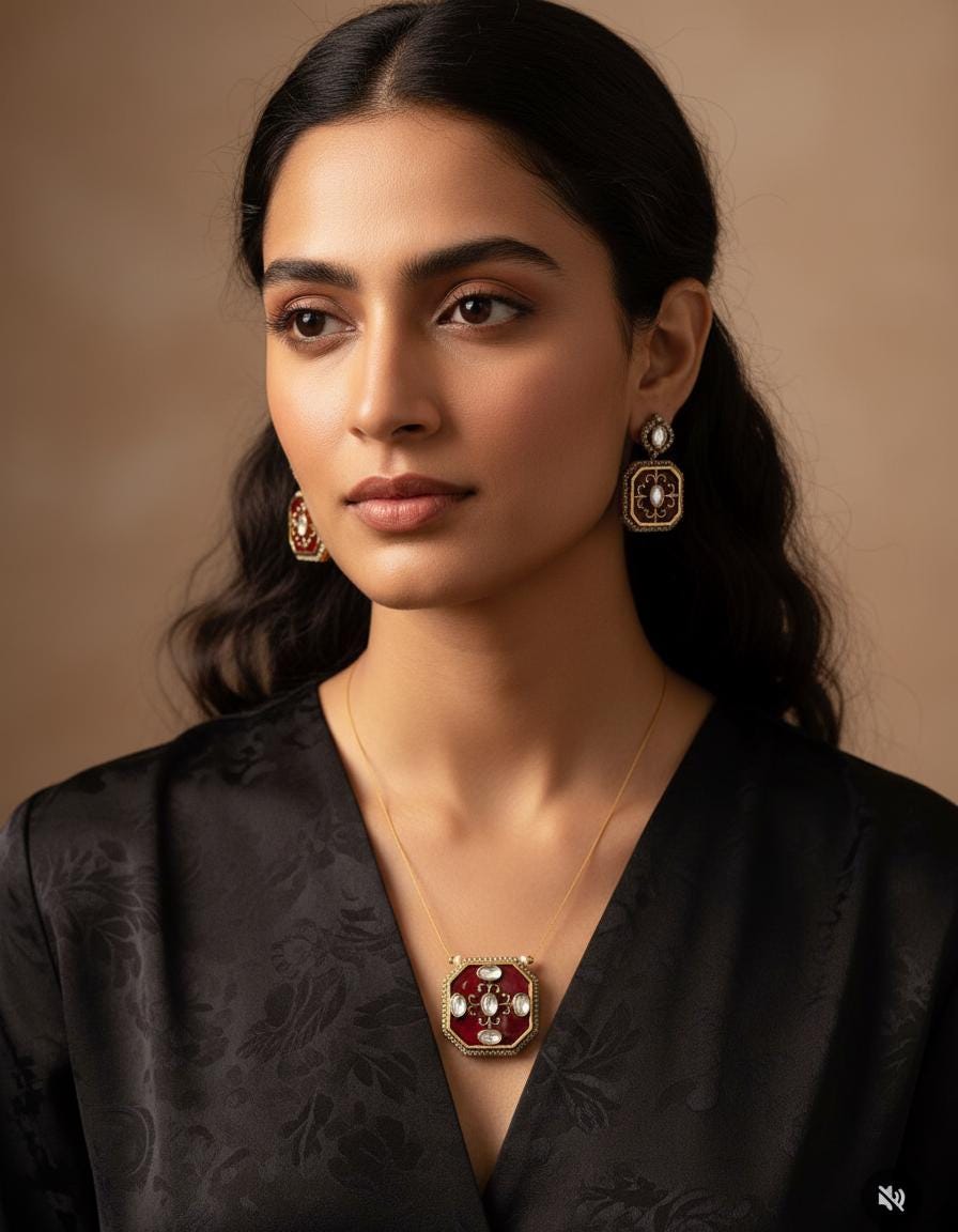 Handcrafted Kundan Polki Necklace Set | Indian Jewelry with Earrings