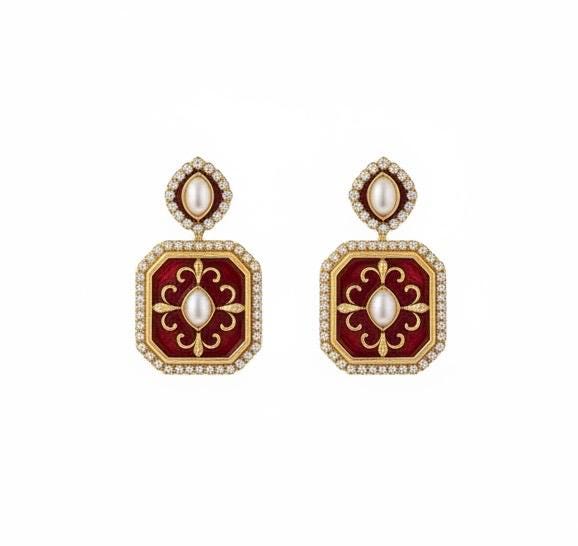 Handcrafted Kundan Polki Necklace Set | Indian Jewelry with Earrings