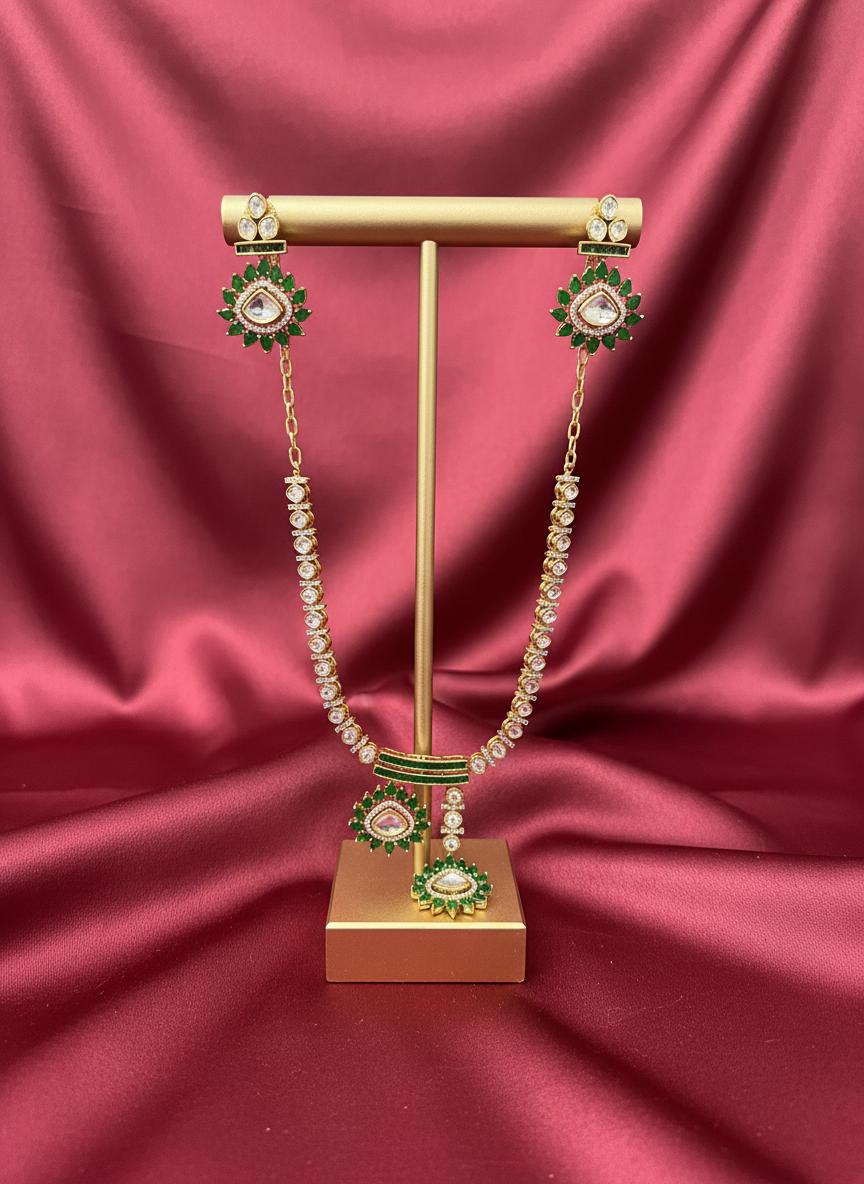 Kundan Polki Necklace Set | Indian Bridal Jewelry with Earrings