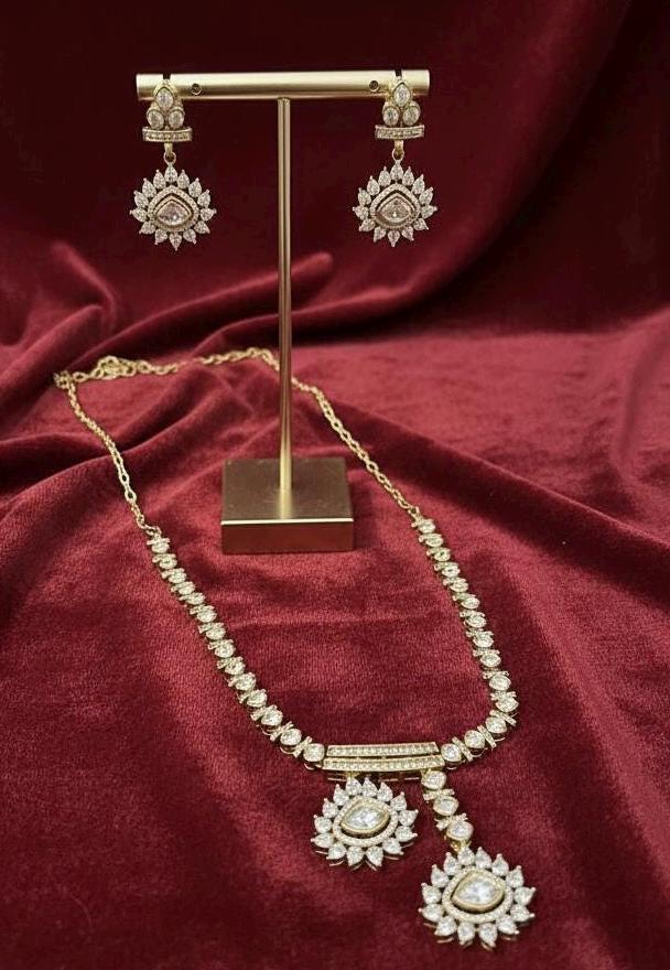 Kundan Polki Necklace Set | Indian Bridal Jewelry with Earrings