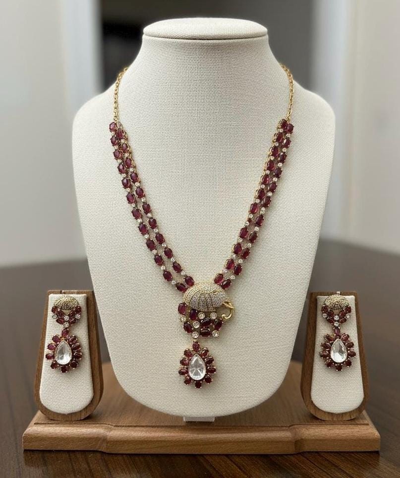 Handcrafted Kundan Style Necklace Set with Matching Earrings | Traditional Indian Jewelry | Festive & Wedding Wear