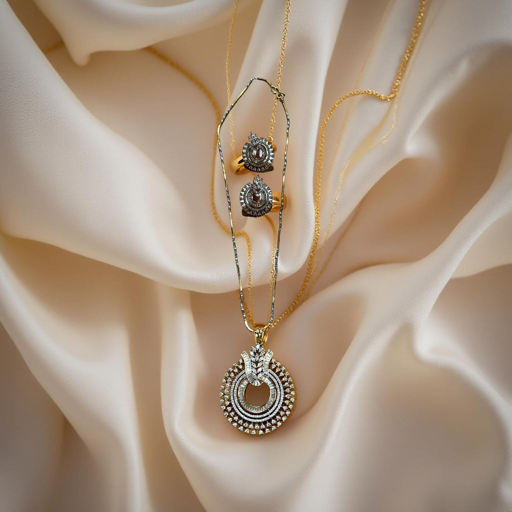 Elegant CZ Necklace & Earrings Set | 4 Design Options | Gold Finish Jewelry