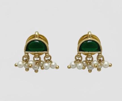 Kundan Necklace Set | Emerald Green, Pearl Drops, Indian Jewelry