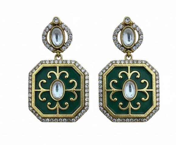 Handcrafted Kundan Polki Necklace Set | Indian Jewelry with Earrings