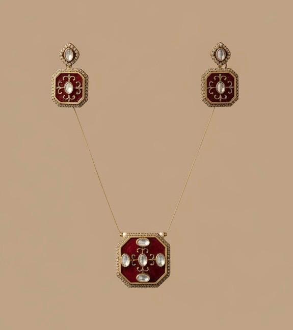 Handcrafted Kundan Polki Necklace Set | Indian Jewelry with Earrings