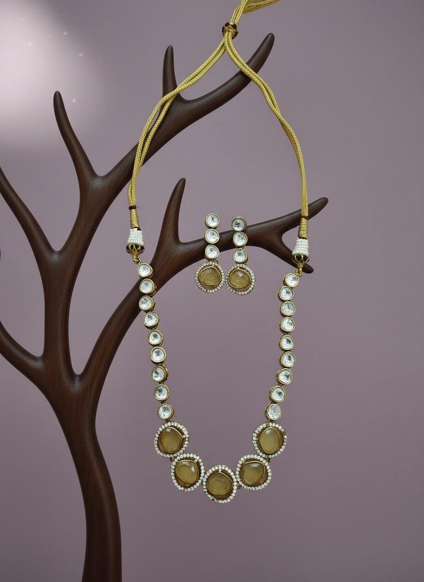 Handmade Kundan Necklace Set | Polki Style Indian Jewelry
