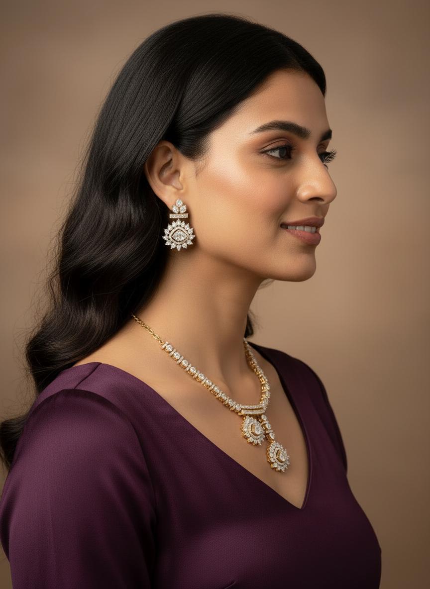 Kundan Polki Necklace Set | Indian Bridal Jewelry with Earrings