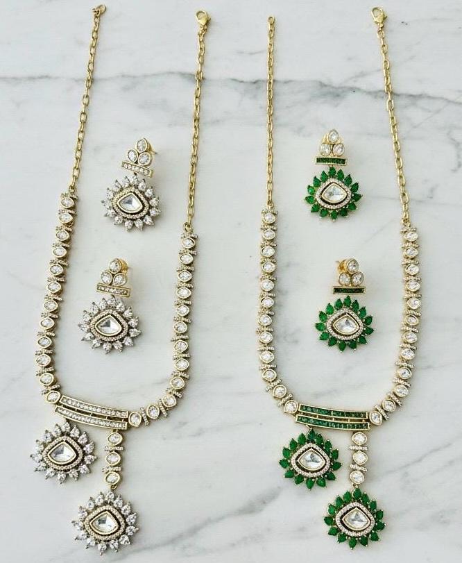 Kundan Polki Necklace Set | Indian Bridal Jewelry with Earrings