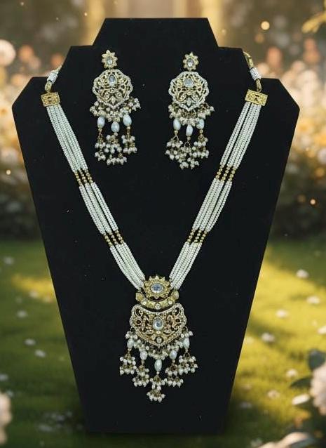 Gold Kundan Bridal Necklace Set | Pearl Indian Jewelry