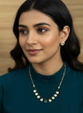 Gold CZ Necklace Set | Minimal Black Beads, Mangalsutra Style