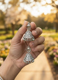 Silver Jhumka Earrings | Indian Jhumkas | Floral Stud Dome Earrings | Festive Jewelry