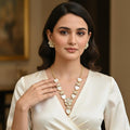 Handmade Mother of Pearl Floral Jewelry Set | Bridal Wedding Necklace & Earrings
