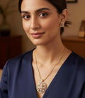 Gold Kundan Medallion Necklace Set | Pink Stone Earrings