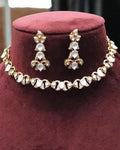 Gold Tone Crystal Necklace & Earrings set | Teadrop Statement Necklace | Bridal and Festive Jewelry