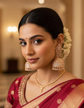 Rose Gold Clear Stone Teardrop Jhumka Earrings | Indian Bridal Wedding Jewelry