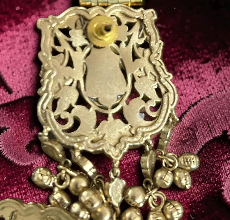 Gold Tone Kundan Polki Statement Earrings | Ruby Floral Filigree Chandbali Style