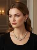 Clear Kundan Statement Necklace Set, Indian Wedding Jewelry Set with Stud Earrings | Vintage Style