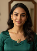 Invisible Navratna Floral Pendant Necklace Set with Stud Earrings | Indian Multicolor Jewelry