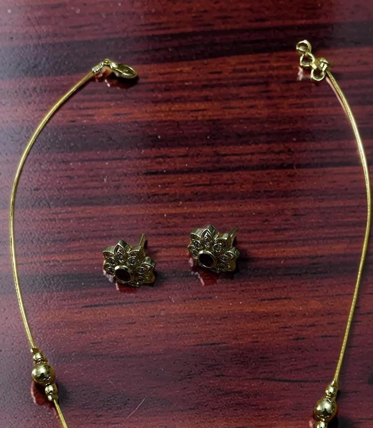 Invisible Navratna Floral Pendant Necklace Set with Stud Earrings | Indian Multicolor Jewelry