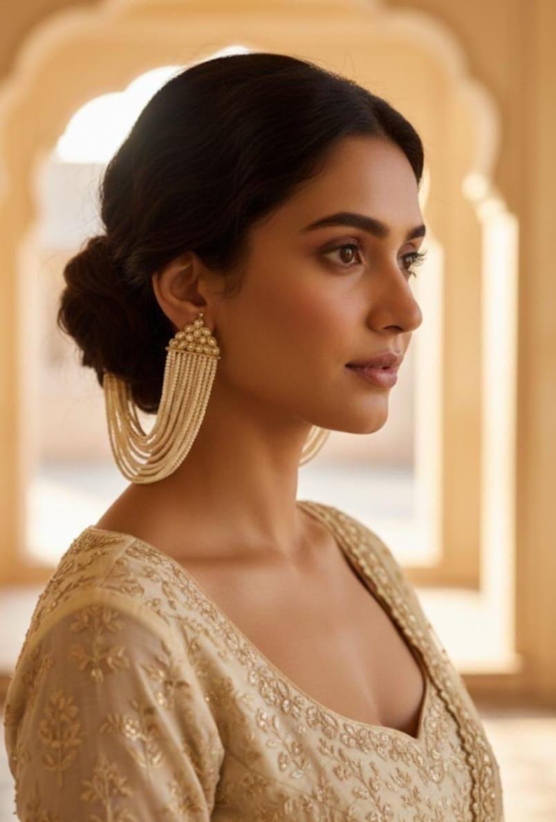 Pearl Tassel Statement Earrings | Bridal, Wedding, Ethnic Festive Jewelry