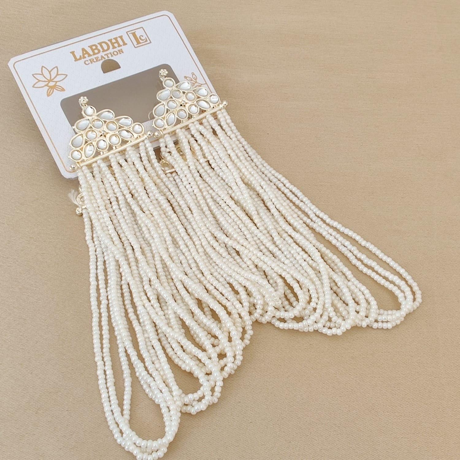 Pearl Tassel Statement Earrings | Bridal, Wedding, Ethnic Festive Jewelry