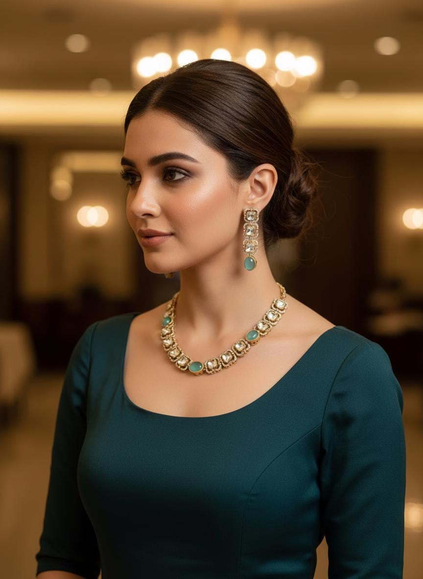 Mint Green & Blush Pink Kundan Set | Festive Jewelry for Women | Indian Bridal Jewelry