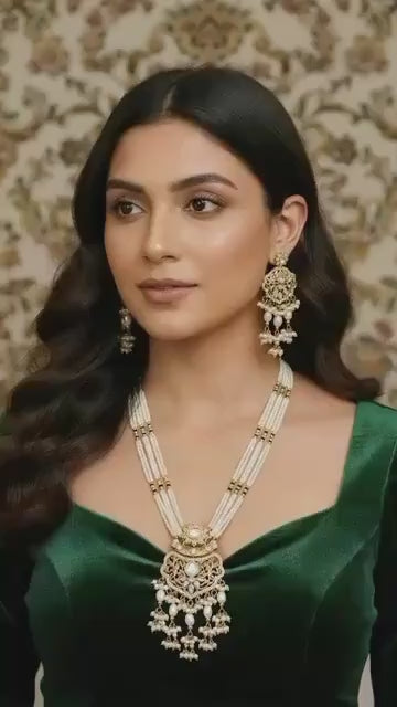 Gold Kundan Bridal Necklace Set | Pearl Indian Jewelry